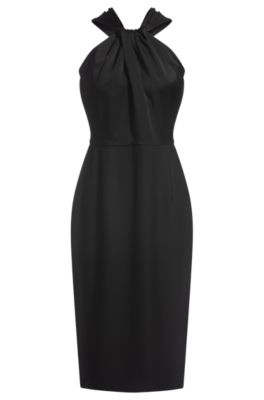 Hugo Boss■Twist-detail dress■ストレッチファブリック BOSS - Twist-detail dress in stretch fabric - Black