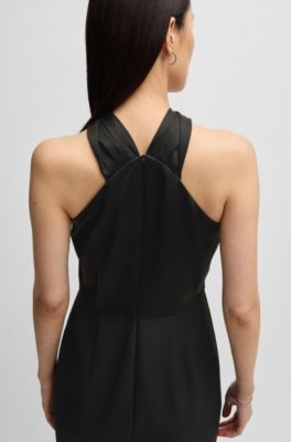 Twist-detail dress in stretch fabric, Black