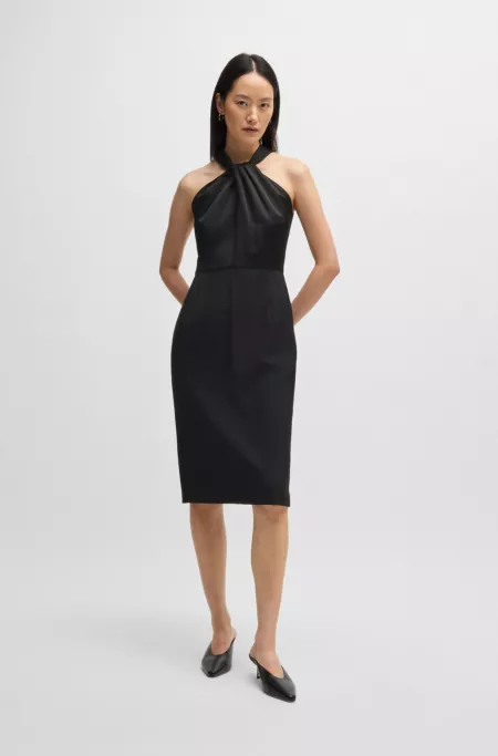 Twist-detail dress in stretch fabric