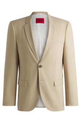 Extra-slim-fit blazer in mohair-look dobby, Light Beige