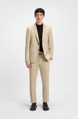 Extra-slim-fit blazer in mohair-look dobby, Light Beige
