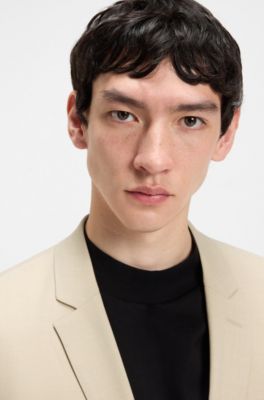 Extra-slim-fit blazer in mohair-look dobby, Light Beige