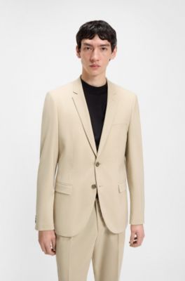 Blazer extra slim fit en tejido dobby con aspecto de mohair, Beige claro