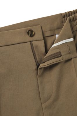Pantalones slim fit en tejido jaspeado resistente a las arrugas, Marr&oacute;n