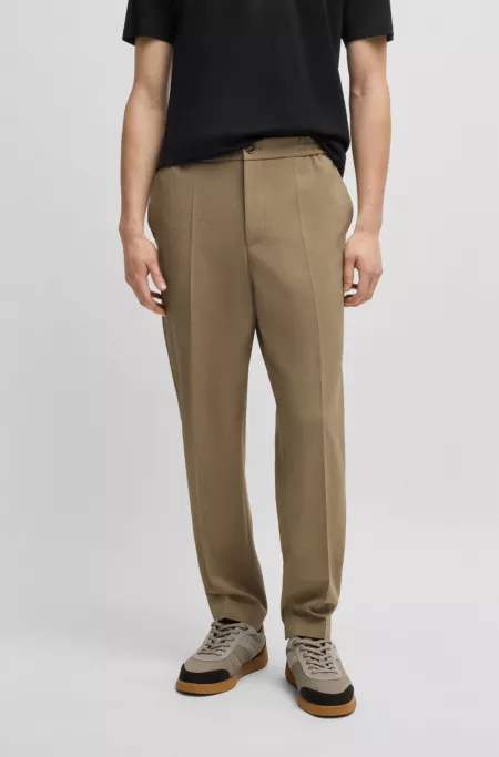 Slim-fit trousers in melange wrinkle-resistant fabric