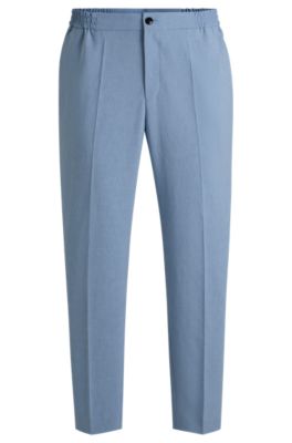 Slim-fit trousers in melange wrinkle-resistant fabric, Light Blue