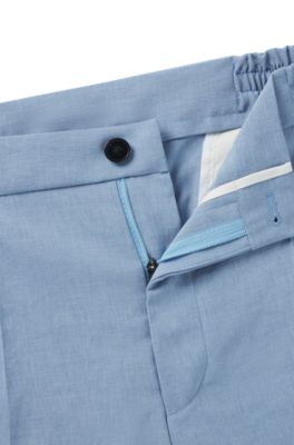 Slim-fit trousers in melange wrinkle-resistant fabric, Light Blue