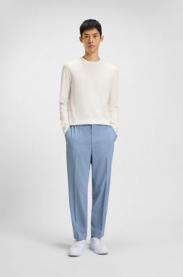 HUGO - Slim-fit trousers in melange wrinkle-resistant fabric