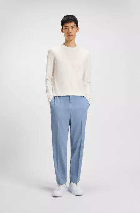 Slim-fit trousers in melange wrinkle-resistant fabric