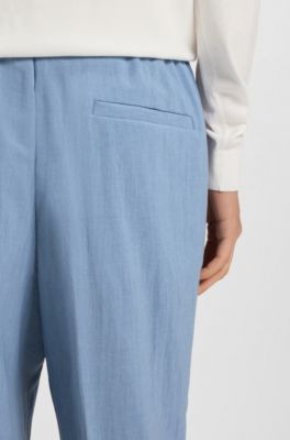 Slim-fit trousers in melange wrinkle-resistant fabric, Light Blue