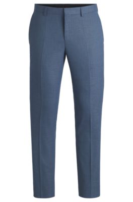 Slim-fit trousers in moulin&eacute; performance-stretch cloth, Dark Blue