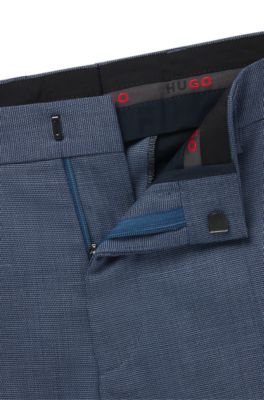 Slim-fit trousers in moulin&eacute; performance-stretch cloth, Dark Blue