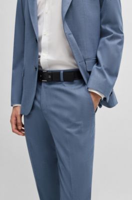 Slim-fit trousers in moulin&eacute; performance-stretch cloth, Dark Blue