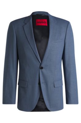 Slim-fit suit jacket in moulin&eacute; performance-stretch cloth, Dark Blue
