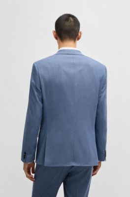 Slim-fit suit jacket in moulin&eacute; performance-stretch cloth, Dark Blue