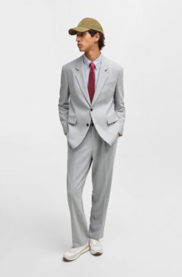 Modern-fit jacket in stretch twill with full lining, Light Grey