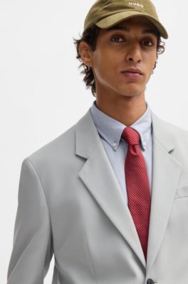 Modern-fit jacket in stretch twill with full lining, Light Grey