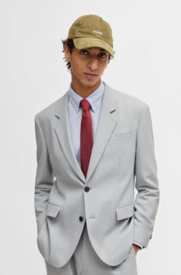 Modern-fit jacket in stretch twill with full lining, Light Grey
