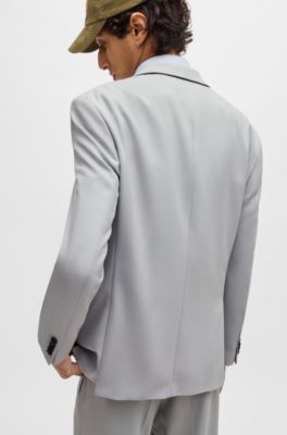 Modern-fit jacket in stretch twill with full lining, Light Grey
