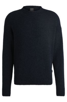 Hugo Boss Boss Selected By Beckham Wool-blend Sweater In Dark Blue