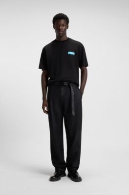 Cotton-jersey T-shirt with logo artwork, Black