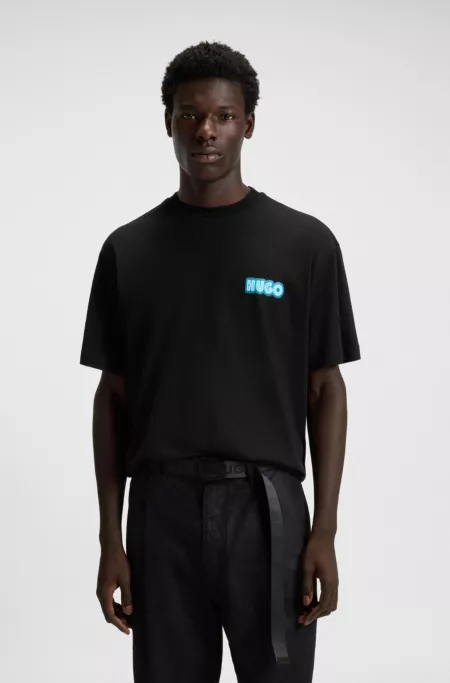 Cotton-jersey T-shirt with logo artwork