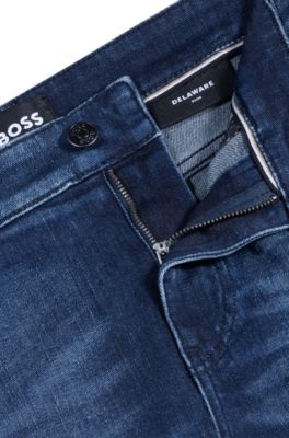 Jean Slim Delaware en denim stretch bleu fonc&eacute;, Bleu fonc&eacute;