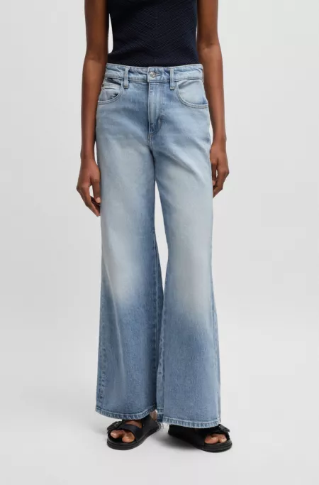 Flared-leg jeans in blue comfort-stretch denim