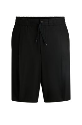 Modern-fit shorts in a stretch-wool blend, Black