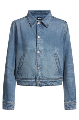 Straight-fit jacket in blue rigid denim, Light Blue