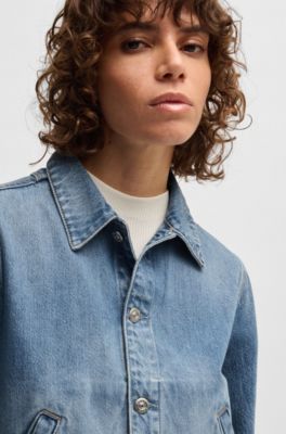Straight-fit jacket in blue rigid denim, Light Blue