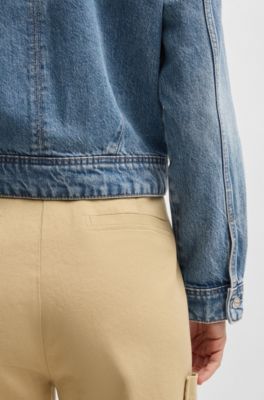 Straight-fit jacket in blue rigid denim, Light Blue