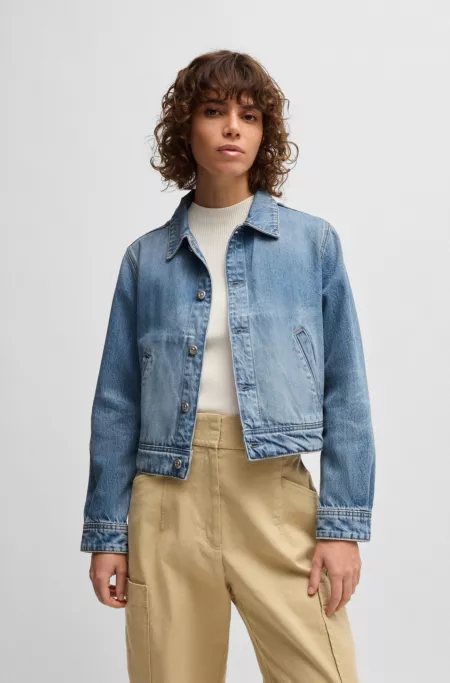 Straight-fit jacket in blue rigid denim