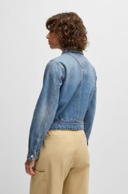 Straight-fit jacket in blue rigid denim, Light Blue
