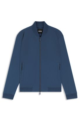 Slim-fit blouson jacket with knitted trims