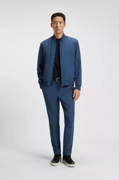 Slim-fit blouson jacket with knitted trims