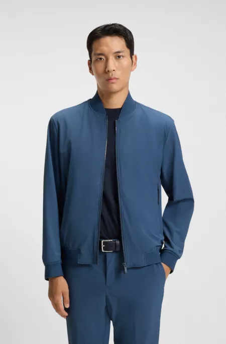 Slim-fit blouson jacket with knitted trims
