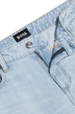 Vaqueros de pernera ancha en denim r&iacute;gido azul, Celeste