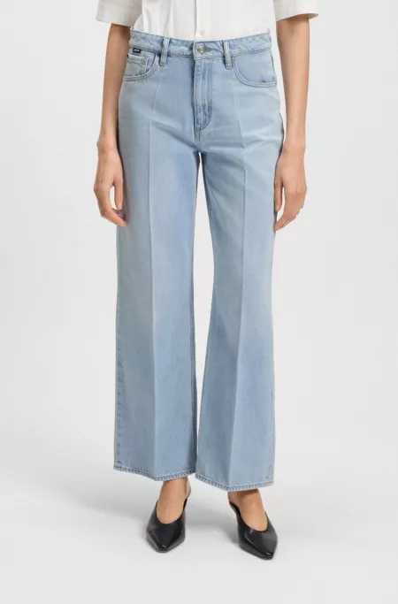 Wide-leg jeans in blue rigid denim