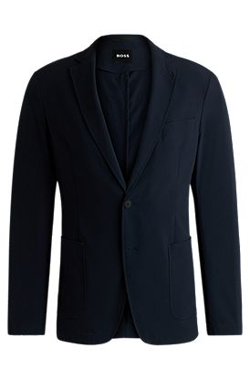 Slim-fit suit jacket in travel-friendly stretch softshell