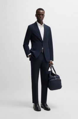 Americana slim fit en membrana el&aacute;stica ideal para viajar, Azul oscuro