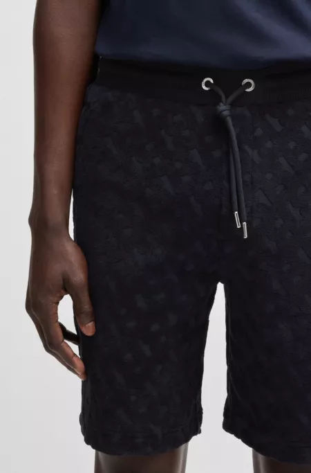 Cotton shorts with all-over monogram jacquard