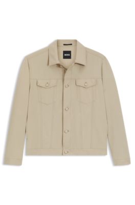 Relaxed-fit overshirt in washable stretch fabric, Light Beige