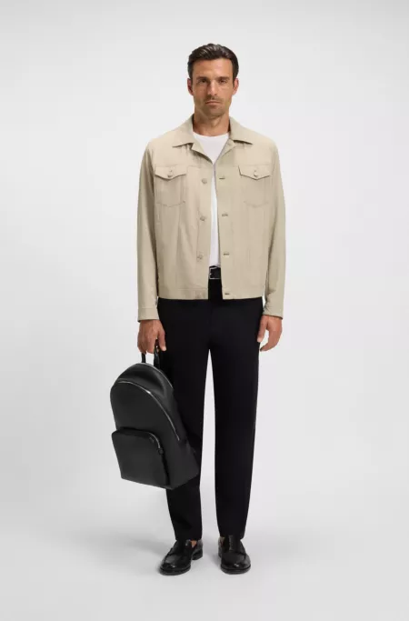 Relaxed-fit overshirt in washable stretch fabric