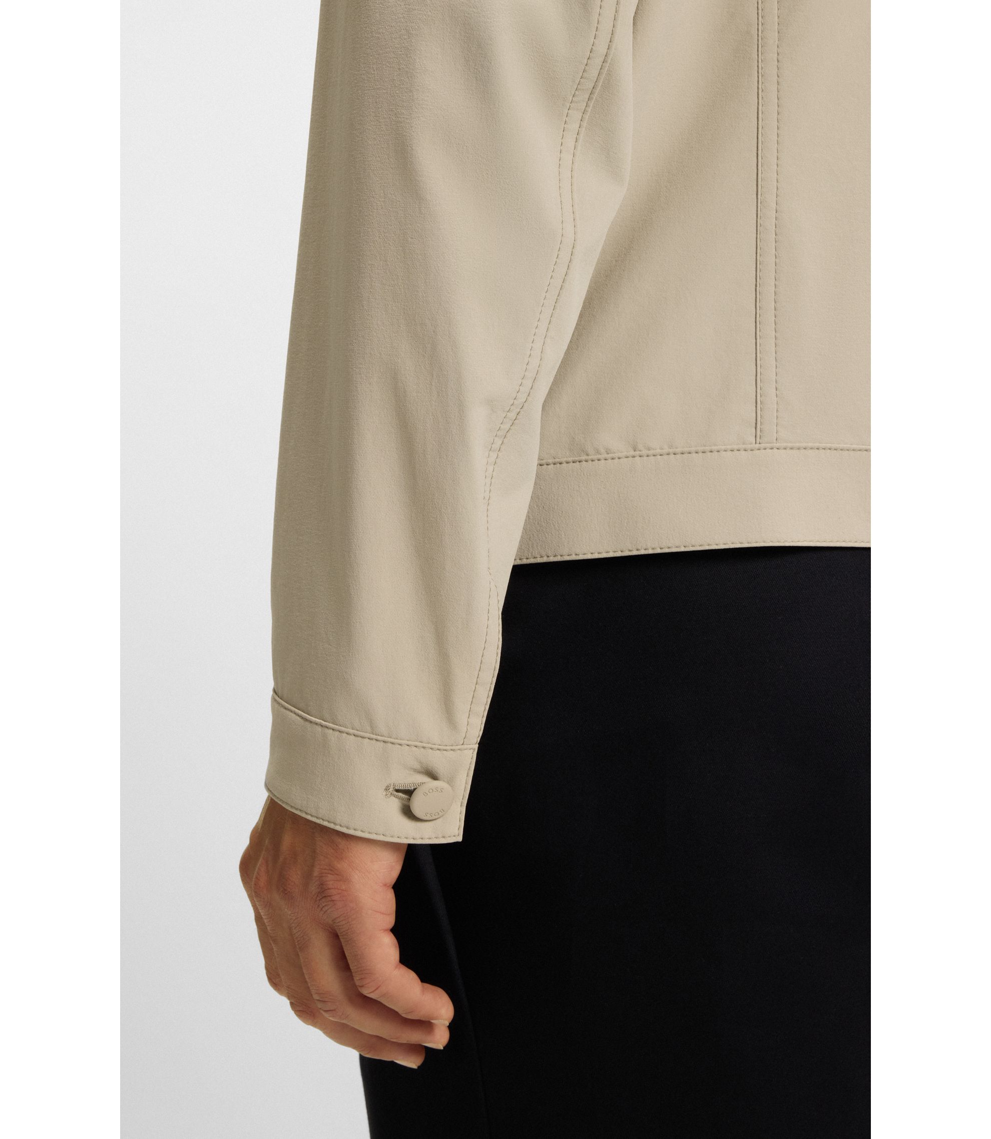 BOSS - Relaxed-fit overshirt in washable stretch fabric - Light Beige