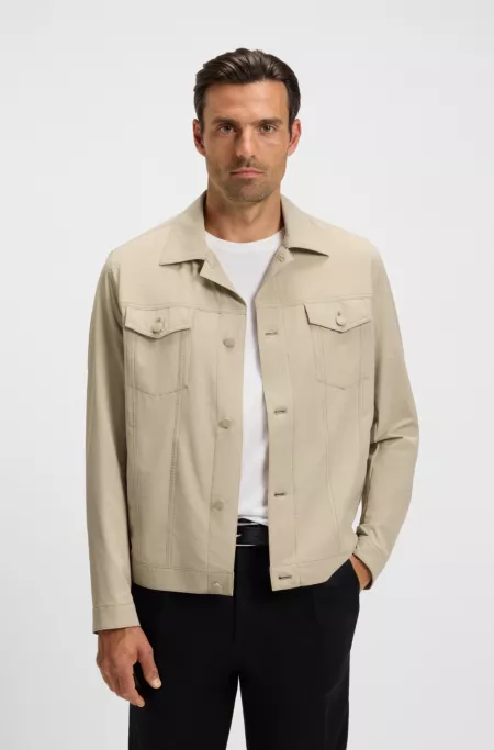 Relaxed-fit overshirt in washable stretch fabric
