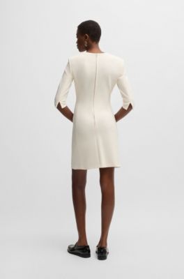 Robe tr&egrave;s ajust&eacute;e en coton ottoman, Blanc