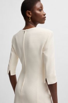 Robe tr&egrave;s ajust&eacute;e en coton ottoman, Blanc