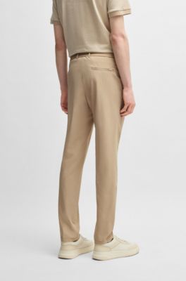 Pantalones slim fit en tejido de membrana el&aacute;stica ideal para viajar, Beige claro