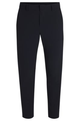 Slim-fit trousers in travel-friendly stretch softshell fabric, Dark Blue